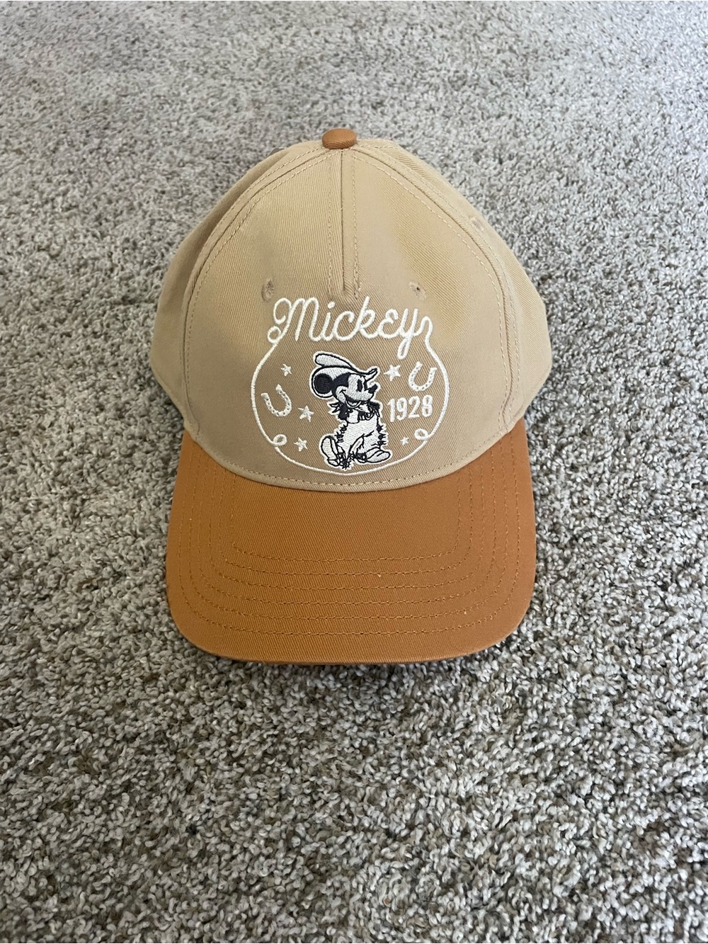 Mickey 1928 Embroidered Baseball Cap - Tan & Brown
